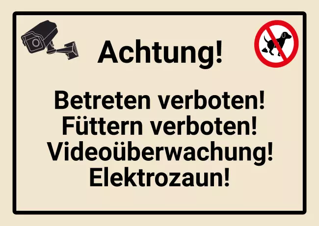 Warnschild Zutritt verboten Warnung - Zutritt verboten Vorischt Elektrozaun Bild