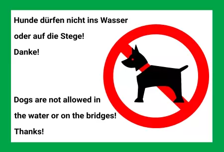 Warnschild Zutritt verboten Warnung - Zutritt verboten Hunde nicht ins Wasser oder Stege Bild