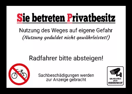 Warnschild Zutritt verboten Warnung - Zutritt verboten Sie betreten Privatbesitz Bild